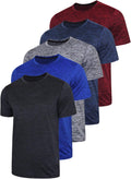 Skiennix Men's Active Quick Dry Crew Neck T-Shirts - 5 Pack Athletic Gym Tees in Bulk