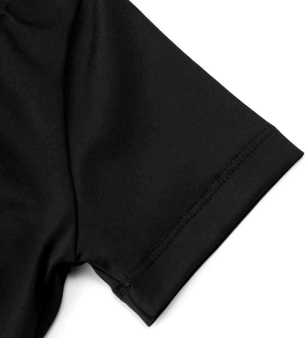 Skiennix Gymnastics Leotards for Girls - Short Sleeve Bodysuit in Black, Pink & White for Toddlers