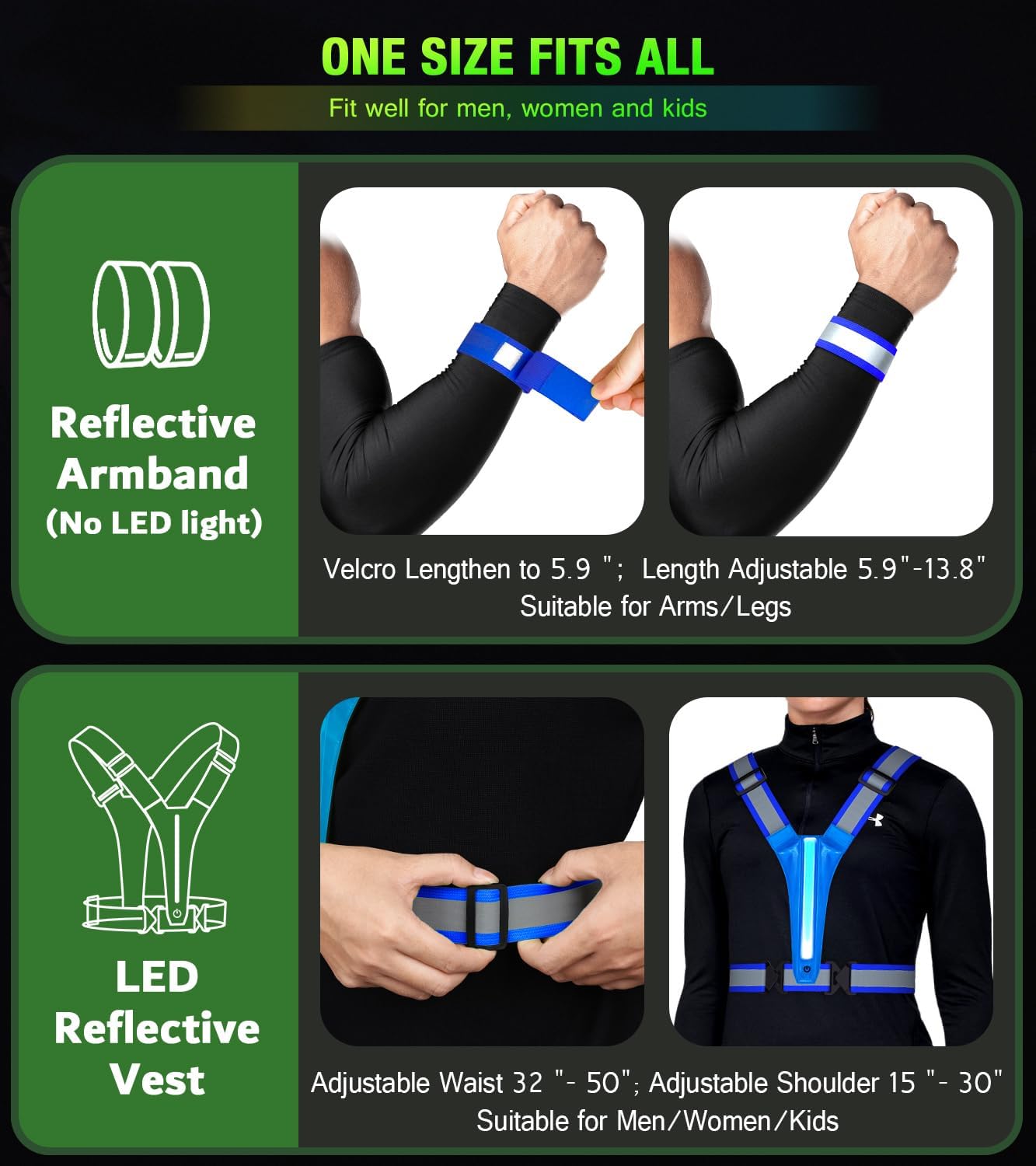 Skiennix LED Light Up Running Vest - High Visibility Reflective Gear for Night Runners | Rechargeable
