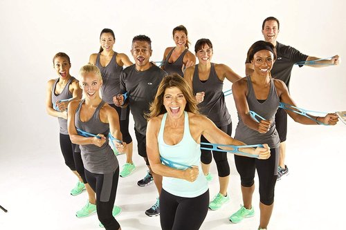 7 Rings Stretch Exercise Band, Portable Silicone Elastic Resistance Band Pilates Flexbands Yoga Stretching Strap Physical Therapy Rehab Belt, Home Gym Workout Equipment for Full Body Exercise (Blue)