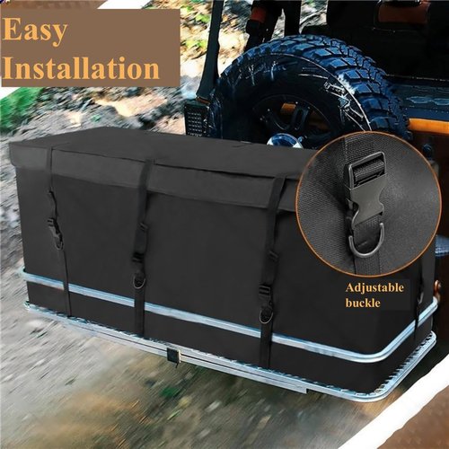 Hitch Cargo Carrier Bag 53.15"*20.08"*20.08" Waterproof Cargo Bag Rainproof Soft-Shell Safe Carriers with 8 Reinforced Straps for Vans Truck Pickup