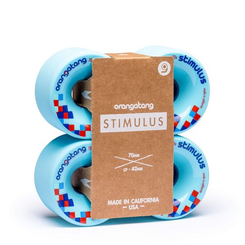 Orangatang Stimulus 70 mm 77a Freeride Longboard Skateboard Wheels (Blue, Set of 4)