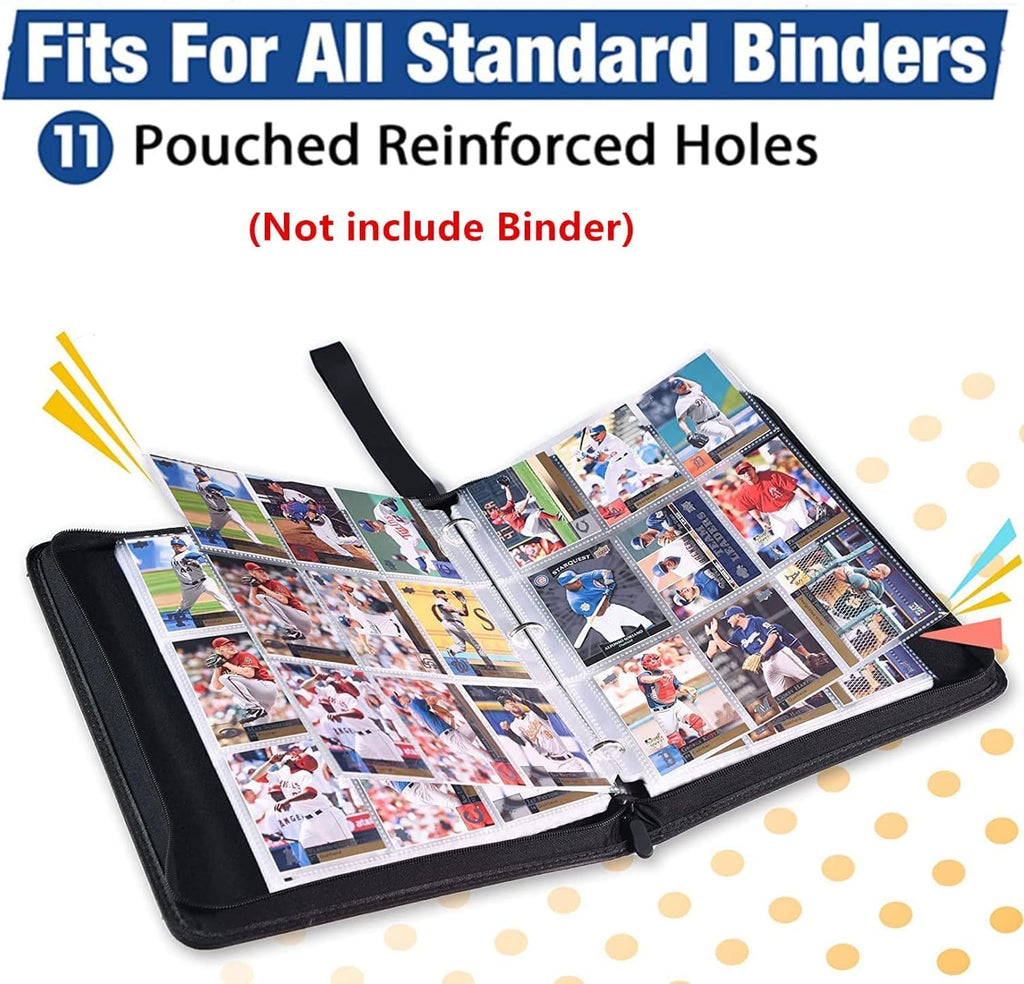 Skiennix 900 Pockets Binder Sheets - Top Loading Trading Card Pages for 3 Ring Binders | Double-Sided Clear Sleeves