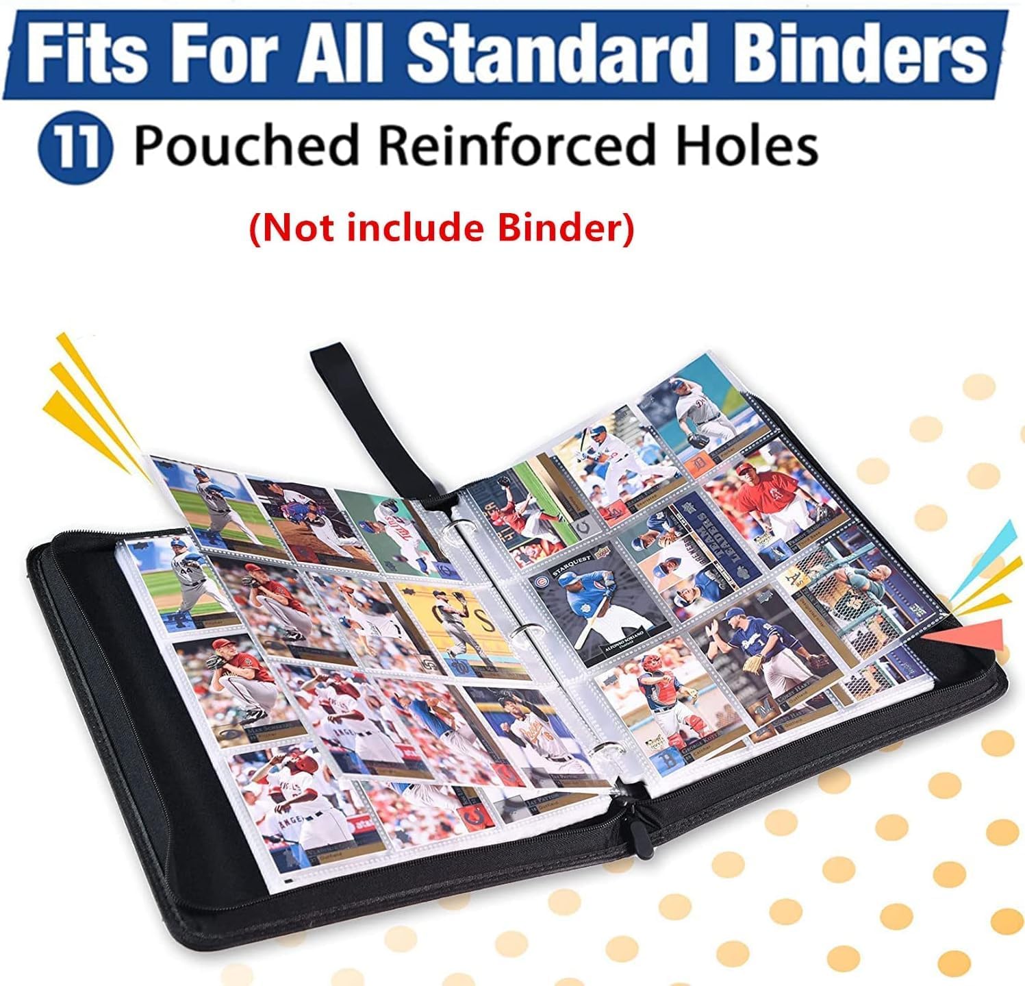 Skiennix 900 Pockets Binder Sheets - Top Loading Trading Card Pages for 3 Ring Binders | Double-Sided Clear Sleeves