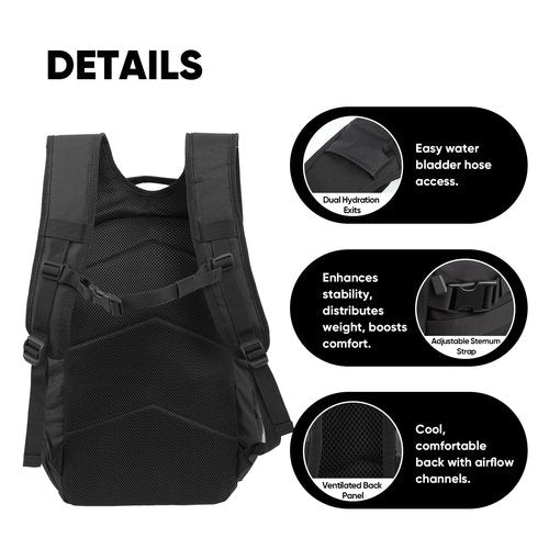 Fortune Edge 35L Tactical Backpack for Men, MOLLE Military Bug Out Bag, Waterproof Rucksack for Hiking with Hydration Port Black