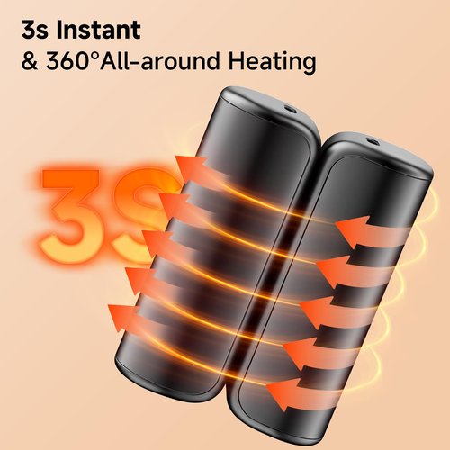 Hand Warmers Rechargeable 2 Pack, Magnetic Electric Hand Warmer 3 Settings Portable Pocket Heater 360°Heating, Gifts for Men Women Camping,Hunting,Golf,Travel Essentials (Black)