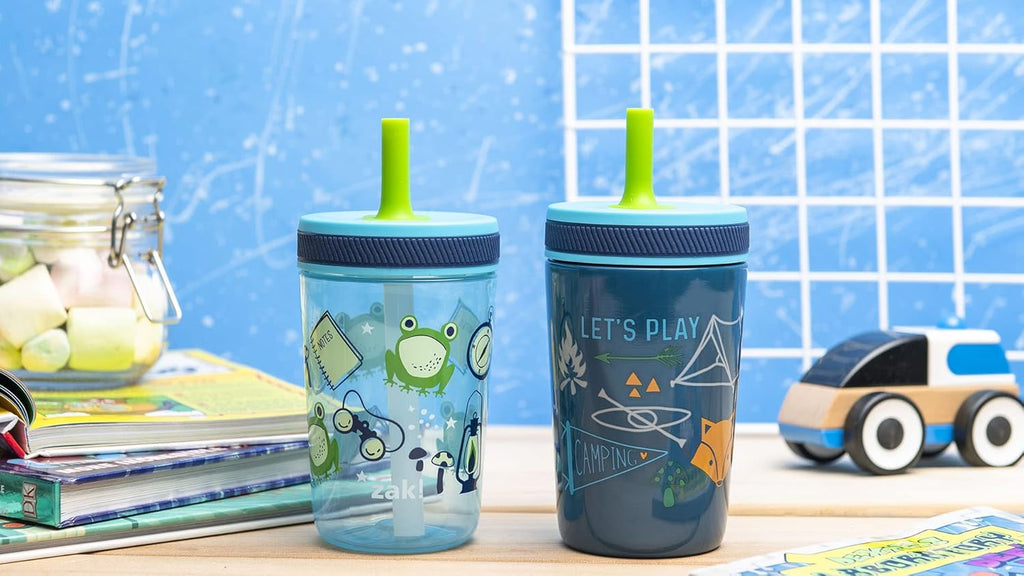 Zak Designs Kelso Tumbler Set - Leak-Proof Kids' Cups with Straw & Bonus Sipper | 3-Piece Non-BPA Bundle