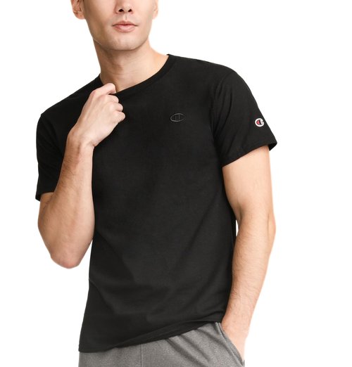 Champion mens Classic Jersey Tee Shirt, Black, Large US