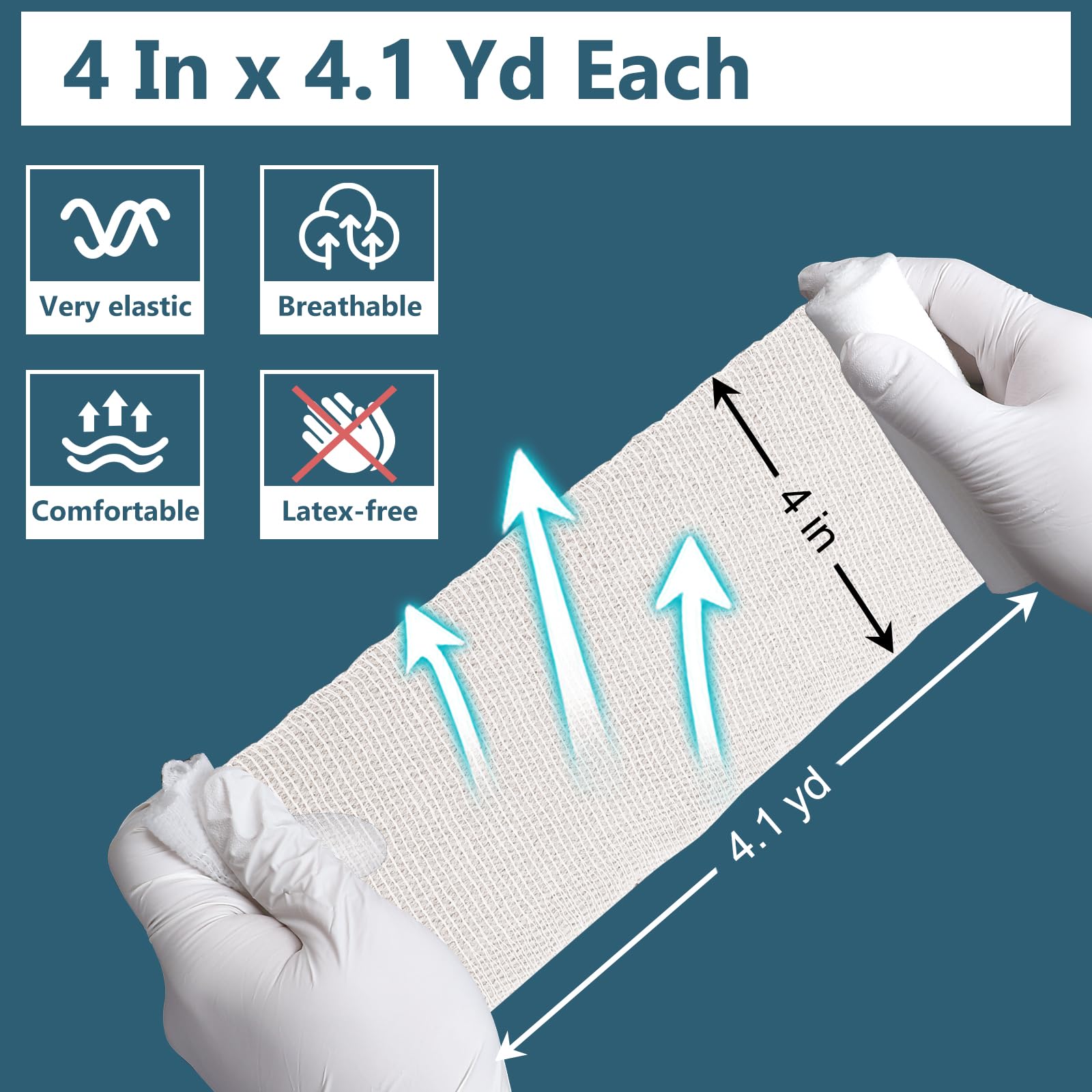 YesBes 32 Pack Gauze Rolls, 4 in x 4.1 Yards, Premium Gauze Wrap Roll for Wounds, Bandage Wrap Rolled Gauzes, Mummy Wraps, Individually Wrapped