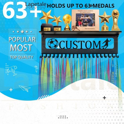 Non-Slip Trophy Shelf,Trophy and Medal Display Shelf, Medal Hanger Display For Wall with 16inchL,Shelves For Trophies medal display Upgraded Medal Holder display For gymanstics,race,soccer,swim