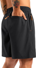 Pudolla Men's Athletic Hiking Shorts - Lightweight Workout & Travel Shorts with 3 Zipper Pockets