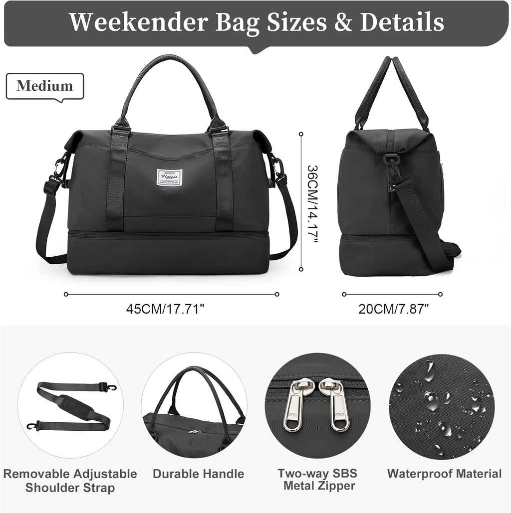 Skiennix Travel Duffel Bag - Stylish Overnight Weekender with Shoes Compartment | Medium Size
