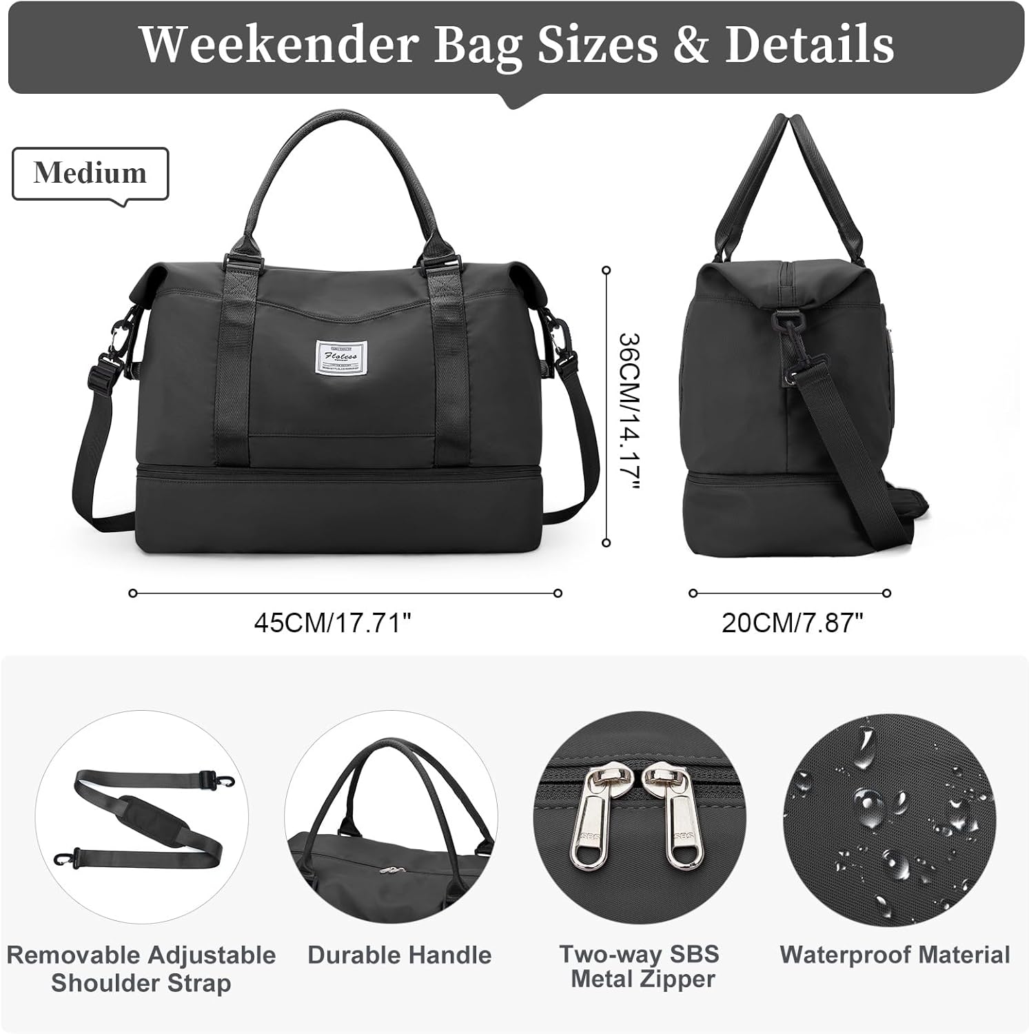 Skiennix Travel Duffel Bag - Stylish Overnight Weekender with Shoes Compartment | Medium Size