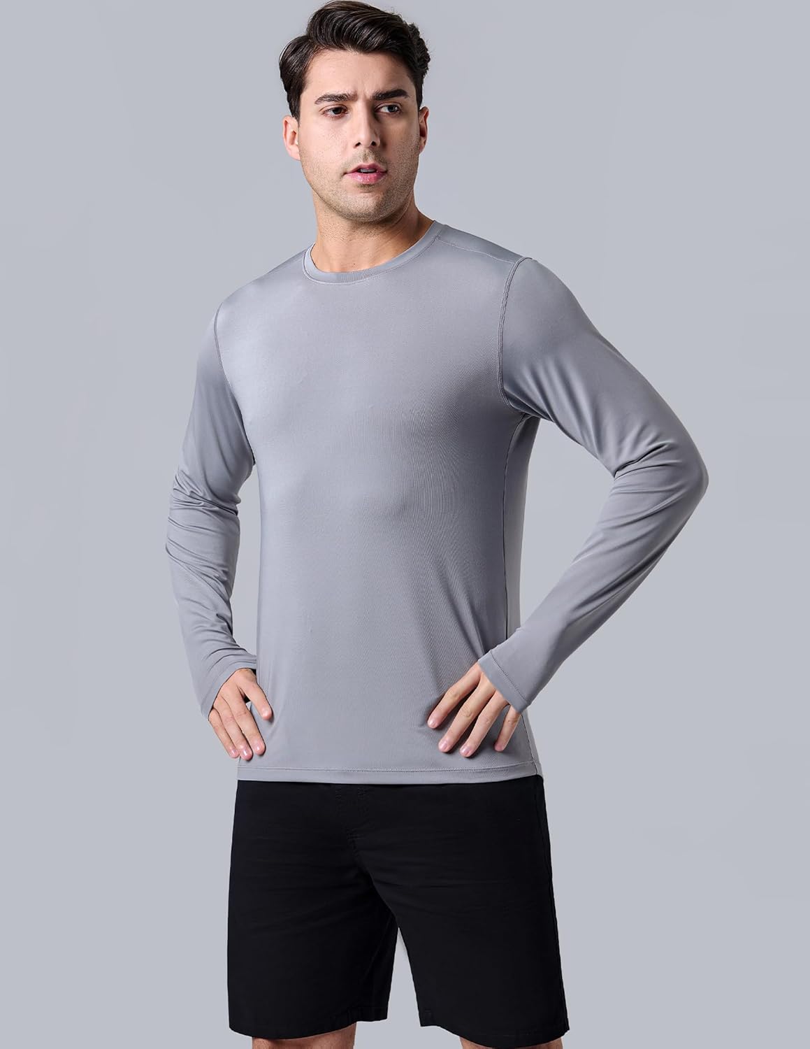 Skiennix Men's Dry Fit Long Sleeve T-Shirts - Lightweight Athletic Performance Tops | 3 Pack