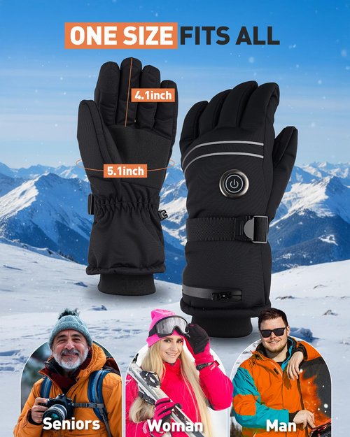 Zoomsnail Heated Gloves for Men Women, Rechargeable Battery Heated Gloves with Touchscreen for Hunting Camping Skiing (Large)