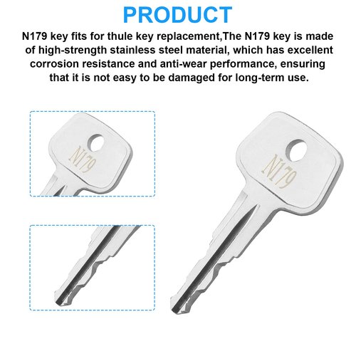 Hugexpen N179 Key Replacement for Thule Rack Core, Key Cylinder for Bike Rack Lock, Roof Cargo Lock, Roof Rack Locks, Cross Bars, Towers, Ski Rack Etc