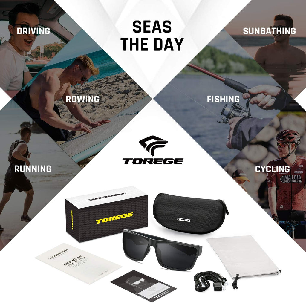TOREGE Polarized Sports Sunglasses - Unisex Cycling, Running, Golf & Fishing | TR26 Model