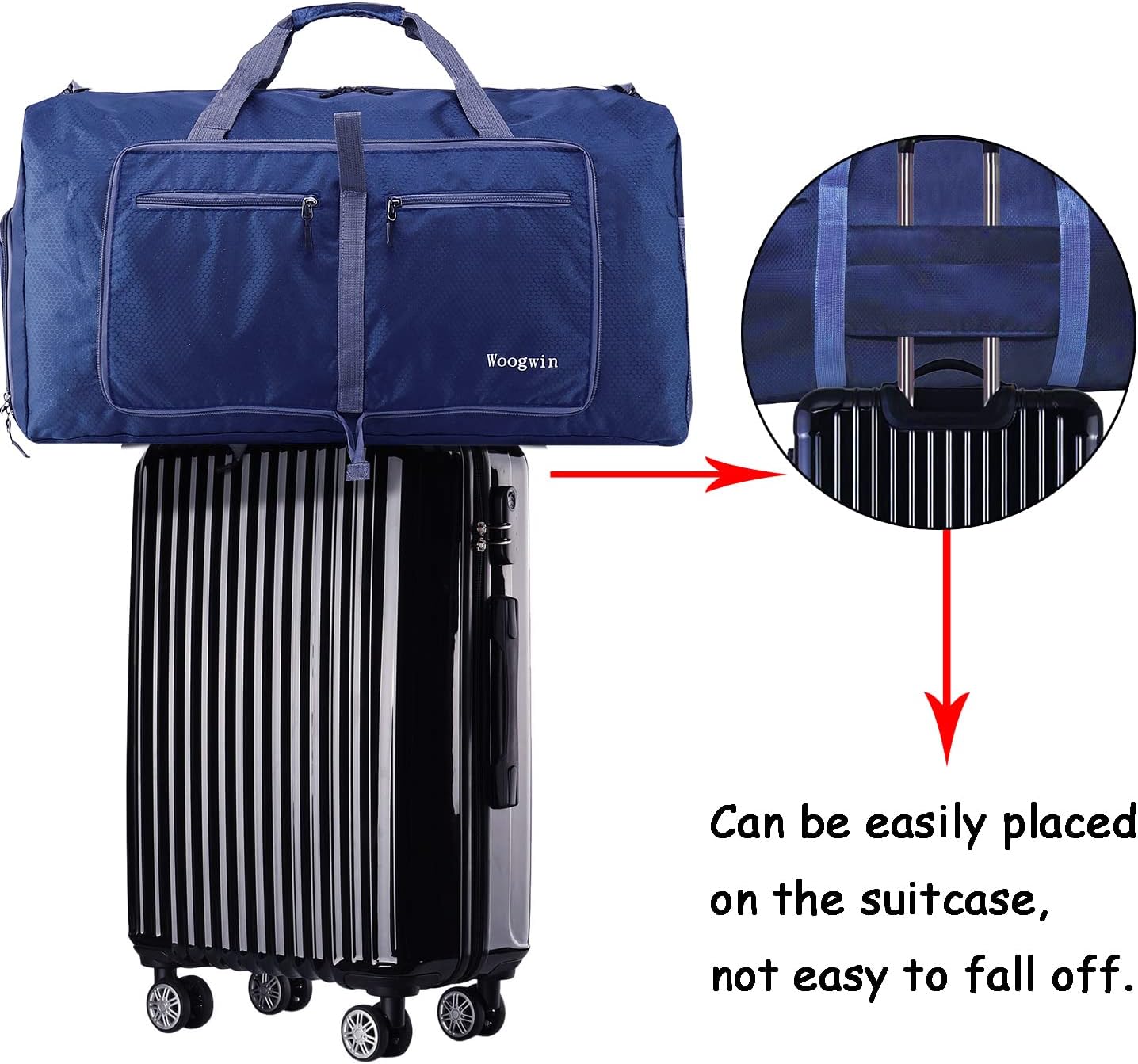Woogwin Travel Duffel Bag - Large Waterproof & Foldable Overnight Bag for Gym, Beach, & Sports