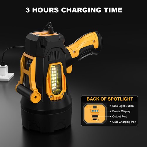 MIXILIN Rechargeable Spotlight 2,000,000 Lumens, Super Bright LED Spotlight Flashlight Outdoor with COB Light & Foldable Tripod, 10000ɱAh Long Lasting Large Handheld Spot Light for Boating Camping