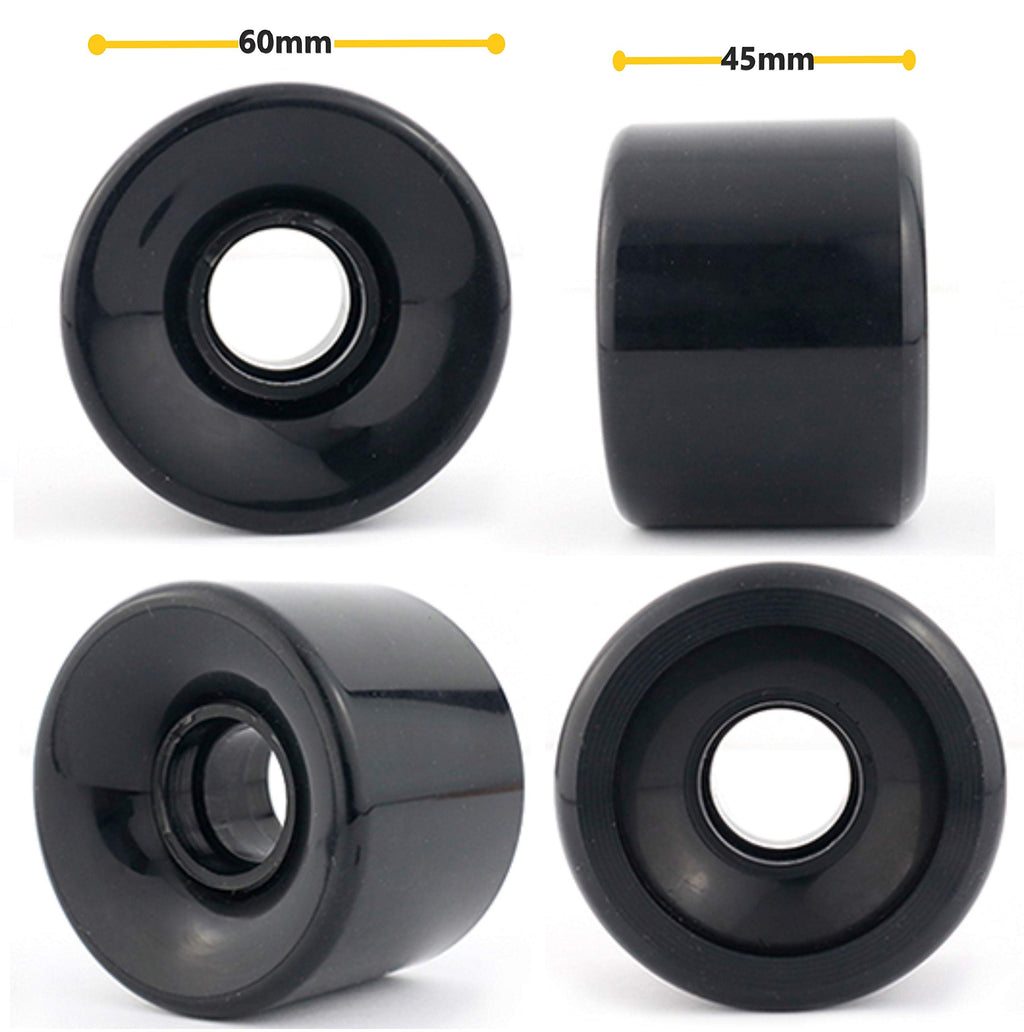 VJ Skateboard Truck and Wheel, 5.0 Skateboard Trucks 127mm (Black) w/Skateboard Cruiser Wheel 60mm, Skateboard Bearings, Skateboard Screws, Skateboard Riser Pads (Black)