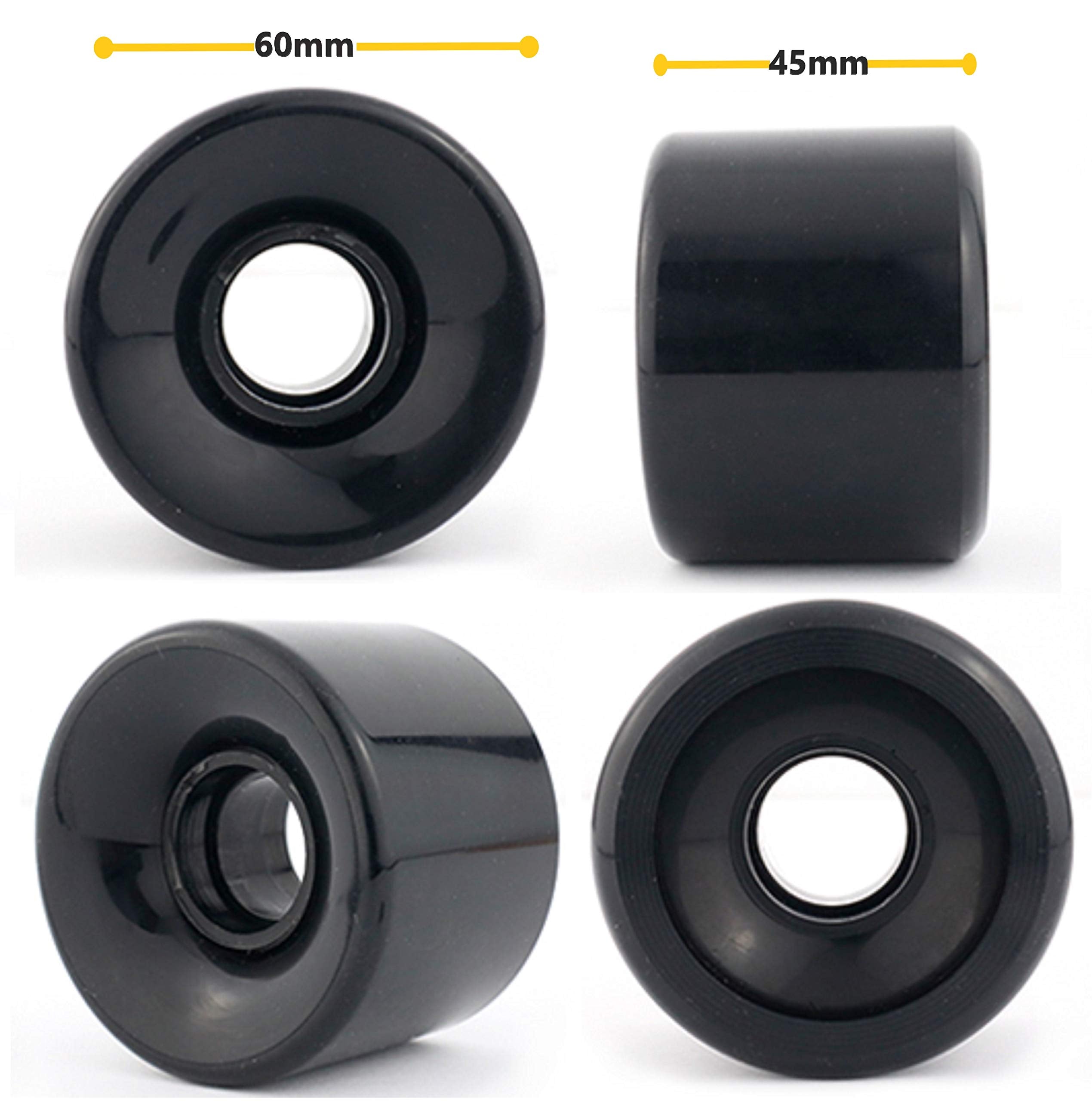 VJ Skateboard Truck and Wheel, 5.0 Skateboard Trucks 127mm (Black) w/Skateboard Cruiser Wheel 60mm, Skateboard Bearings, Skateboard Screws, Skateboard Riser Pads (Black)