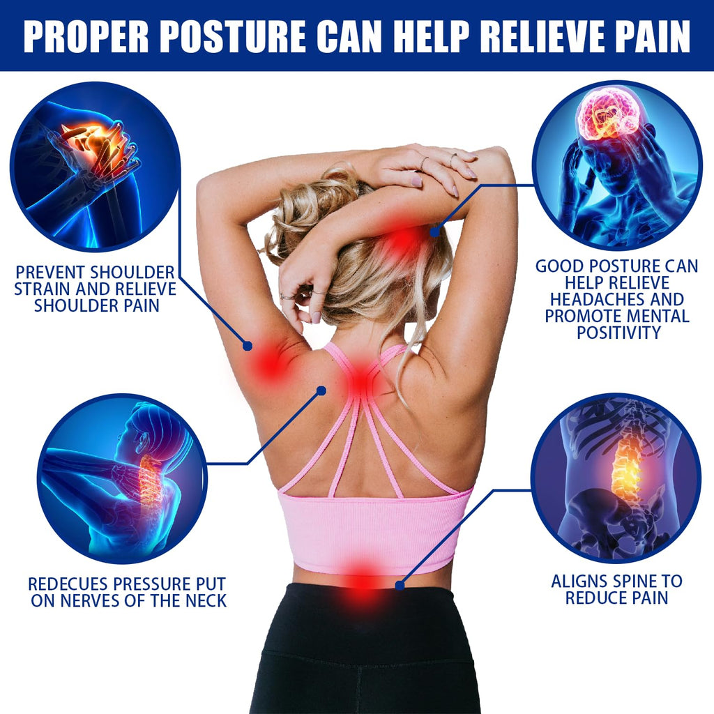 Skiennix Posture Corrector - Adjustable Back Brace for Pain Relief & Lumbar Support | Black, Large