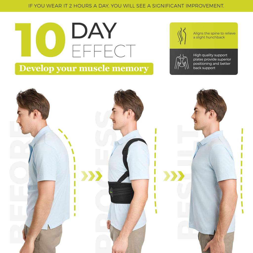 SHAPERKY Posture Corrector for Women and Men, Adjustable Upper Back Brace for Posture Hunchback Support and Providing Pain Relief from Neck, Shoulder, and Upper Back (1, Large/XL)