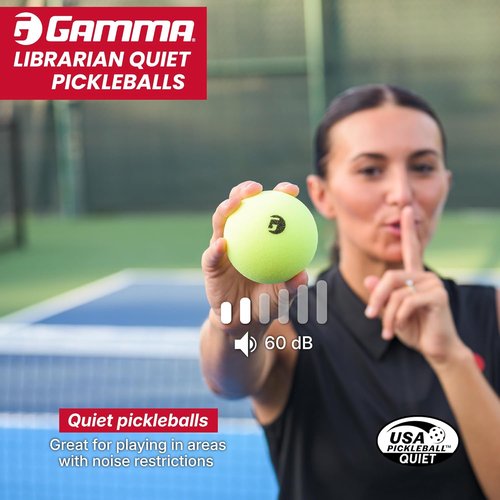 Gamma Librarian Foam Pickleball Balls - Low-Noise Practice Balls with True Bounce | Yellow Foam, Available in 48 Box, 3 Pack, or 6 Pack