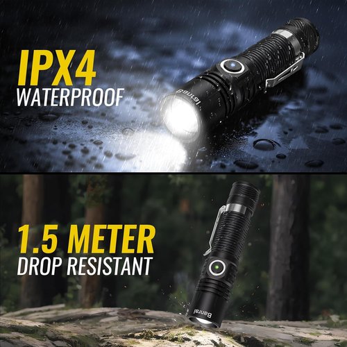 Banral Rechargeable Tactical Flashlight - High Lumens Mini USB-C LED Light | 4 Modes, Waterproof, Compact EDC Design