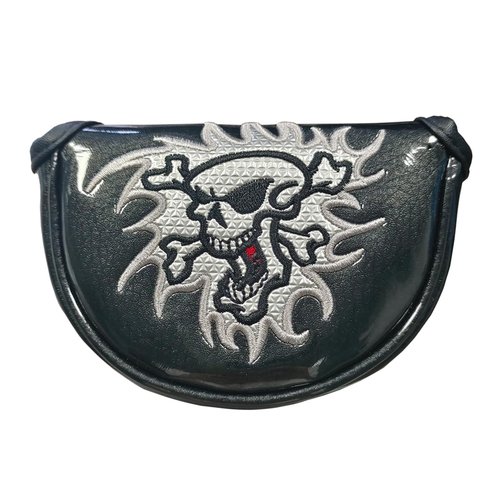 Premium PU Skull Design Golf Headcover, Small Half Mallet Putter Club Head Cover, Magnetic Closure
