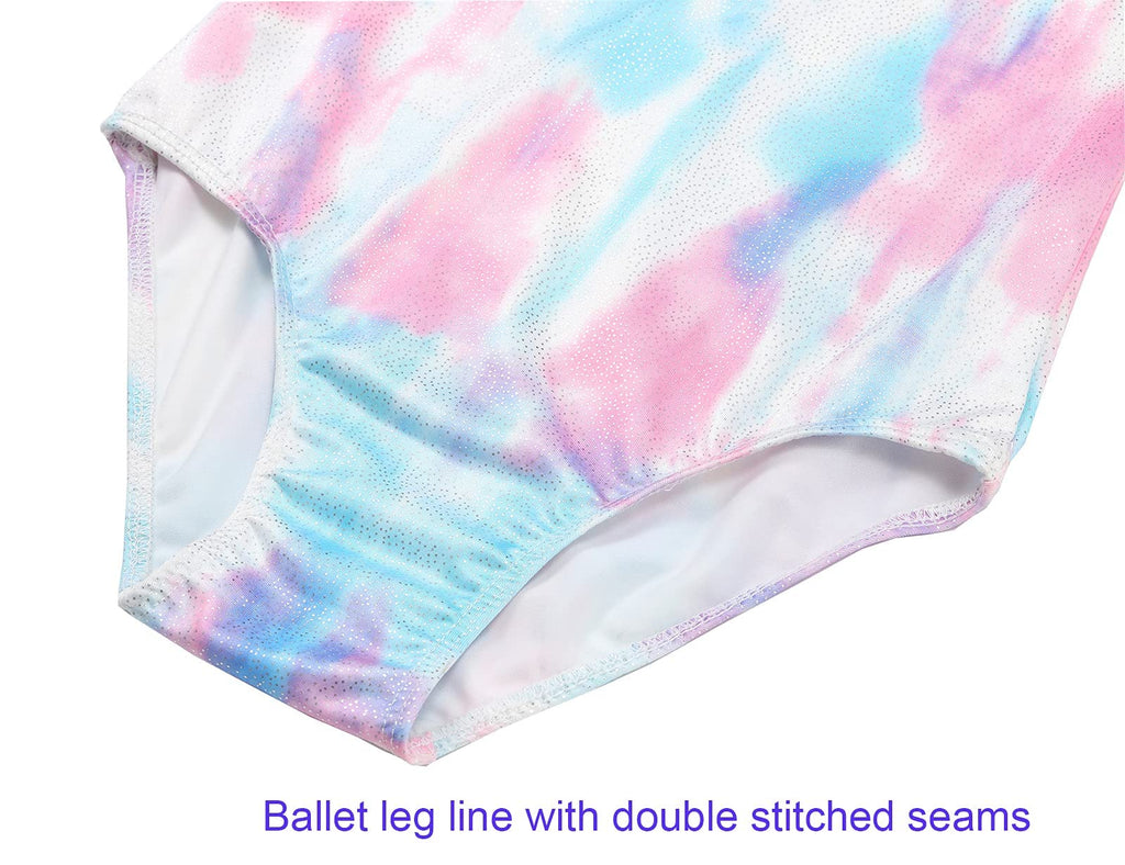 Domusgo Gymnastics Leotards for Girls 2t 3t Blue Purple Scrawl Sparkly One Piece Tumbling Outfits