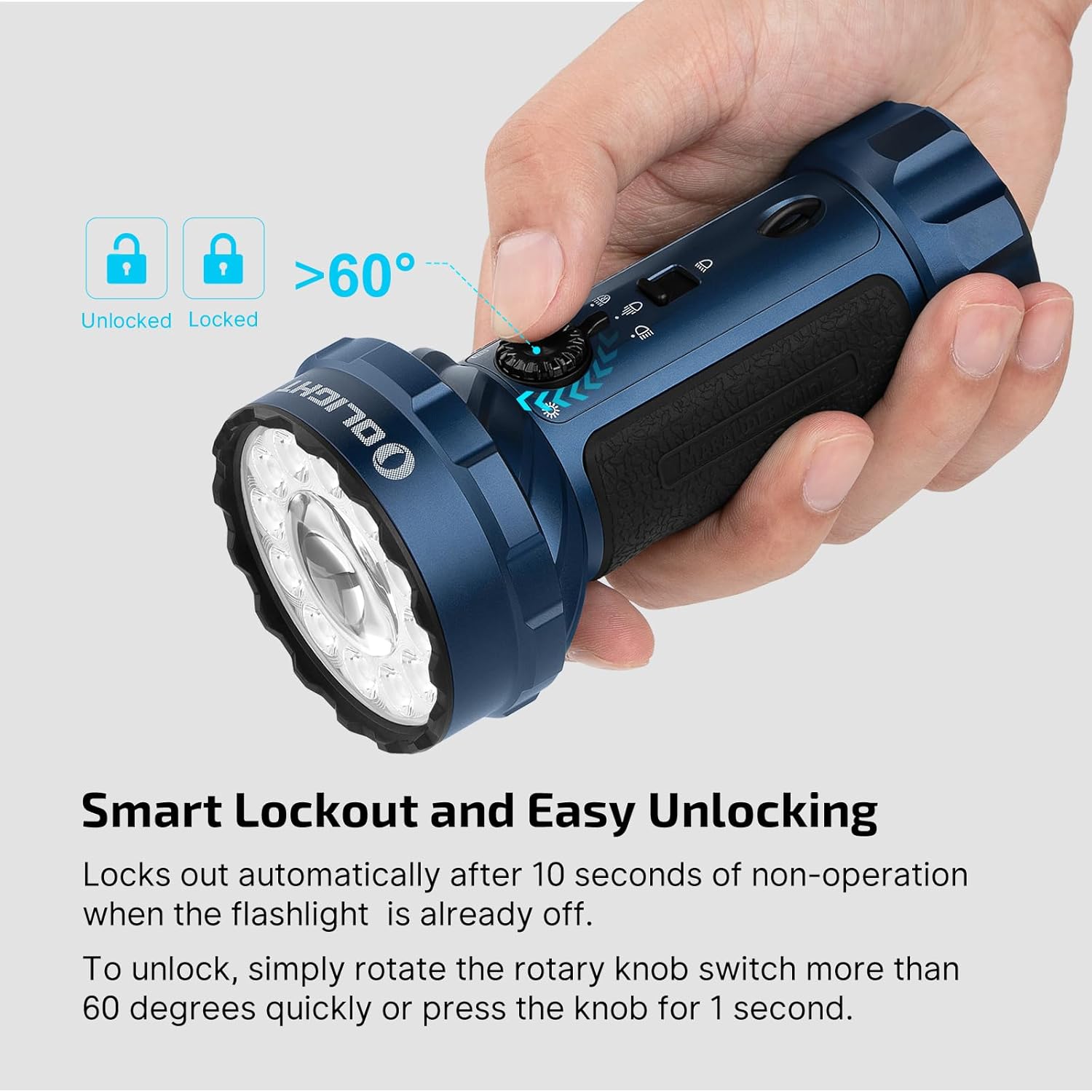 OLIGHT Marauder Mini 2 Bright Flashlight - 10,000 Lumen Rechargeable Light with 750m Beam Distance & 5 Modes | Midnight Blue