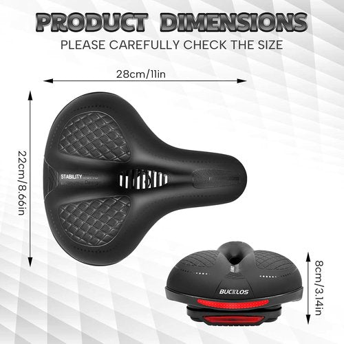 BUCKLOS Comfortable Bike Seat Cushion - Soft Memory Foam Padded Saddle for Men & Women | Fits Peloton & Exercise Bikes