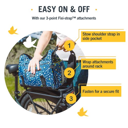 Po Campo Katy Bike Trunk Bag – Rear Bicycle Rack Storage – Waterproof, Colorful Bike Bag That Easily Converts to a Crossbody for Women and Men (Bubbly)