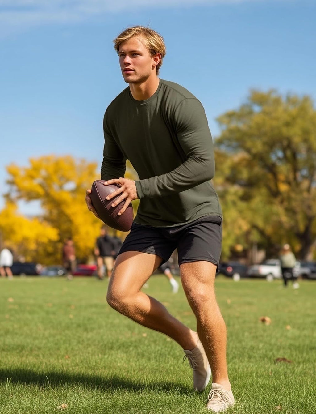 Zengjo Long Sleeve Athletic Shirts for Men - Moisture Wicking Workout Tee with UV Protection