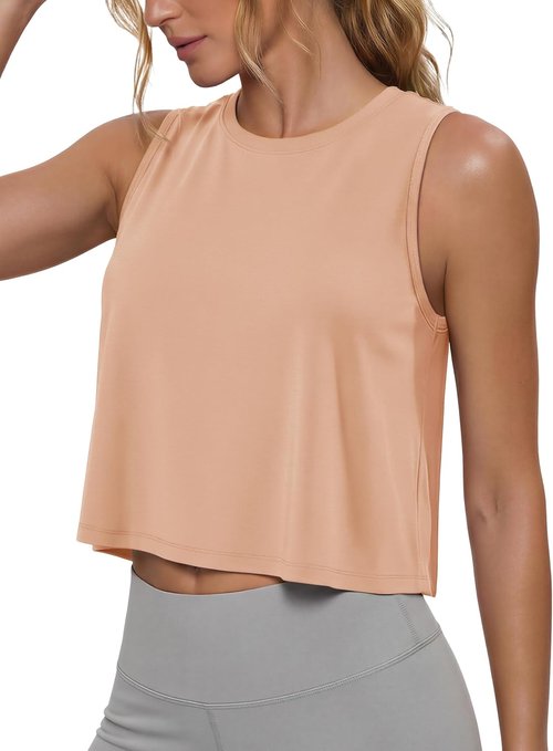 MAGCOMSEN Women's Cropped Tank Top - Quick Dry Sleeveless Workout Tee for Yoga & Gym | Athletic Fit
