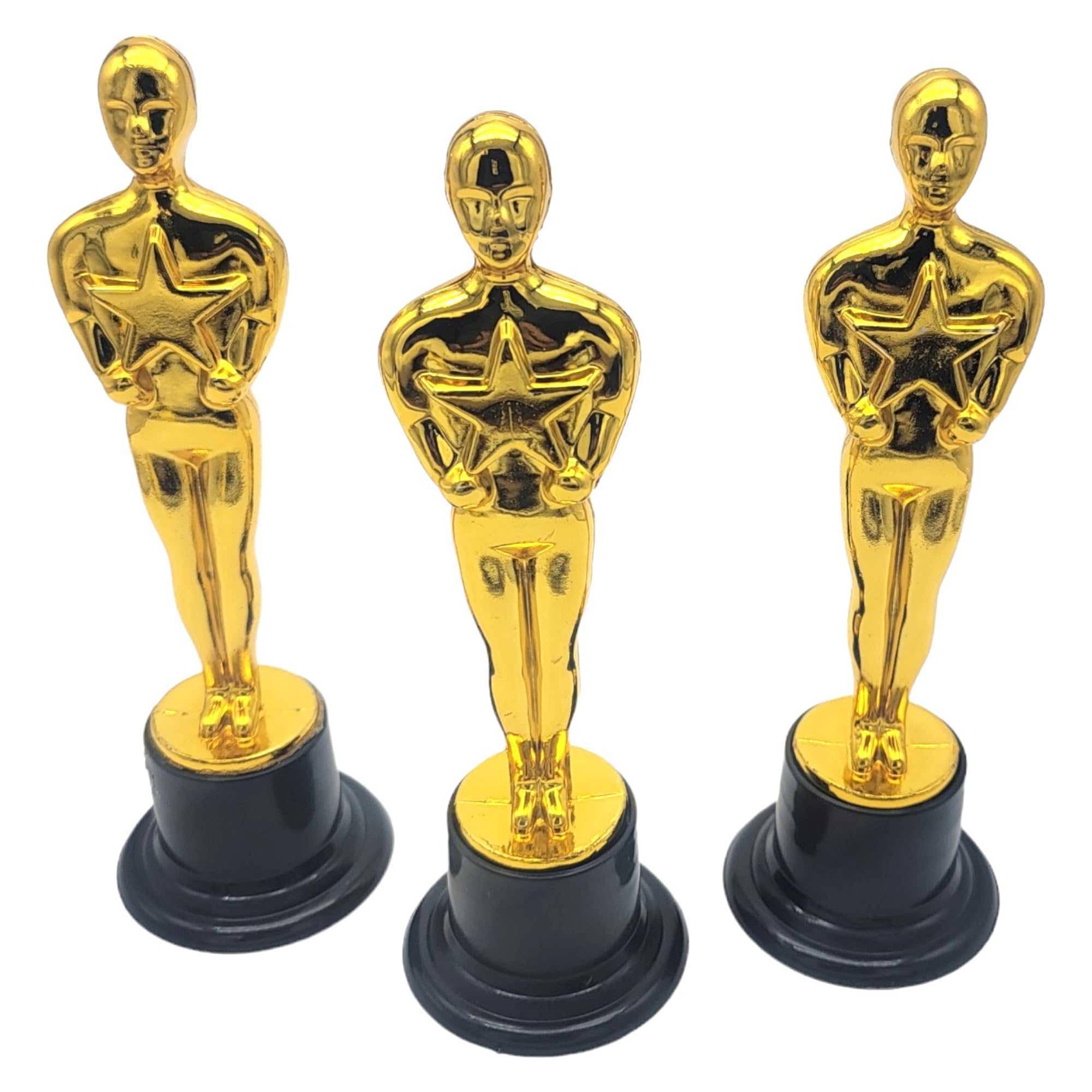 Zugar Land Gold Award Trophies (6 Pack) (6 Inches) Bulk Golden Plastic Statues. Standing Man Award Holding a Large Star Trophy for Movie Sport Ceremony Birthday Prize (Gold Award Trophy, 6)