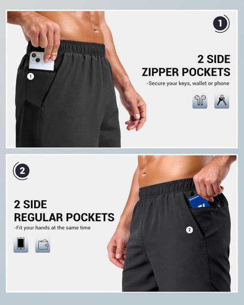 G Gradual Men's Workout Gym Shorts - Quick Dry Athletic Running Shorts with 2 Zipper Pockets | 7"/5"/9" Sizes
