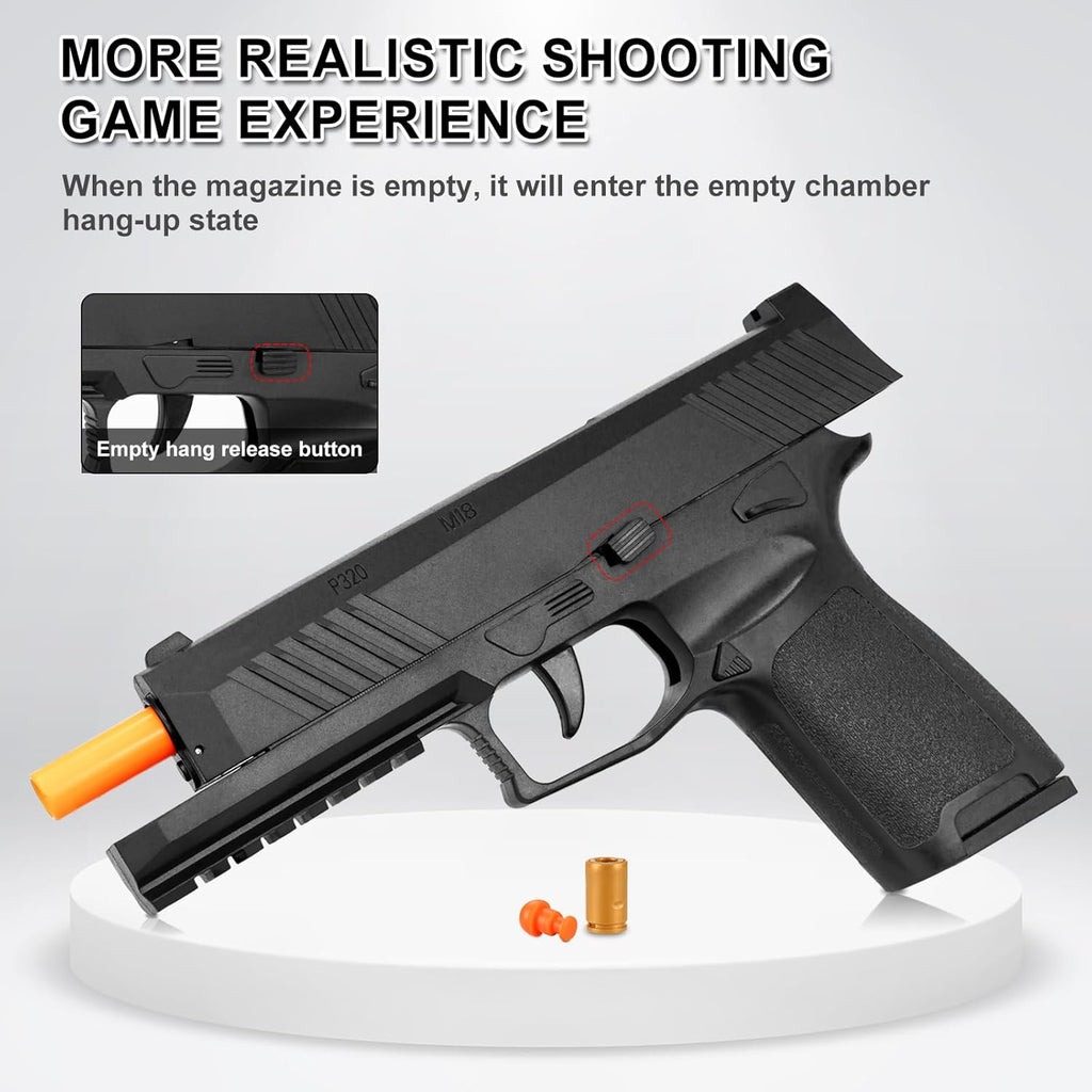 Skiennix Foam Blaster Toy Gun - Shell Ejecting Pistol with 2 Magazines & 40 Soft Bullets | Black, Perfect Birthday Gift for Kids 8+
