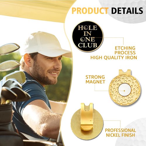 rofiowa Hole in One Club Black Gold Golf Ball Marker with Hat Clip, Funny Golf Accessories for Men Women, Christmas Father's Day Birthday Gifts for Golf Fan Golfer, Novelty Golf Gifts (OBJ052)