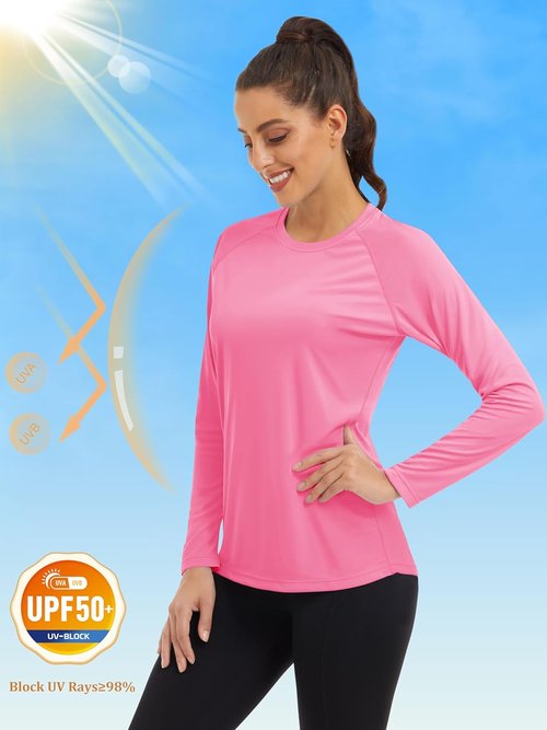 MAGCOMSEN Women's Long Sleeve Sun Protection Shirts - UPF 50+ for Hiking, Fishing & Workouts