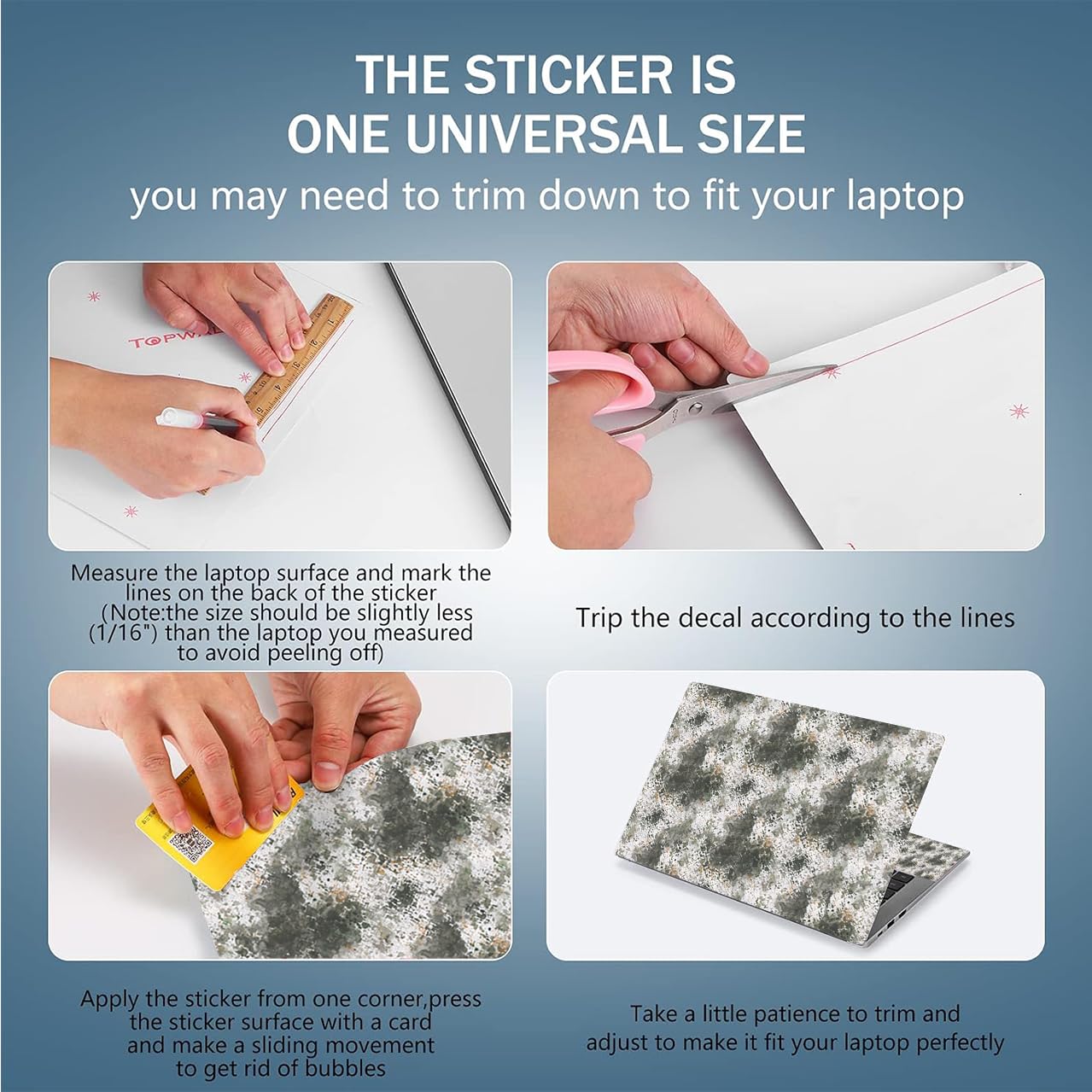 icolor Laptop Skin Sticker Decal 12 13 13.3 14 15 15.4 15.6 inch Personalized Universal Notebook Vinyl Skin Stickers Cover Art Decal Computer Protector (Marble)