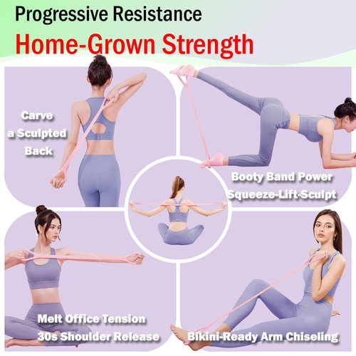 Full Body Resistance Bands Set for Women & Men, Professional Upper & Lower Body Workout Bands for Arms, Legs, Glutes, Yoga, Strength Training, Home Gym Fitness Equipment (GreenPurple 4pcs)