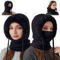 PolaZIA 3 in 1 Beanie Hat with Scarf and Mask, 3-in-1 Beanie Hat for Women, Windproof Scarf Hat, Womens Winter Hat, Knitted Ski Scarf and Face Mask, Wind Resistant Hooded Scarf, Winter Face Mask-A