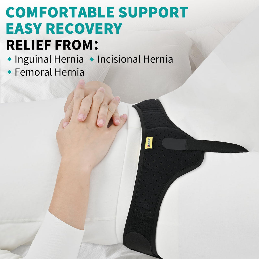 Tenbon Hernia Belts for Men and Women Left or Right Side Hernia Support Truss for Inguinal Groin Pain with Removable Compression Pads for Pref or Post-Surgical, Femoral, Comfortable Adjustable Waist Strap Guard