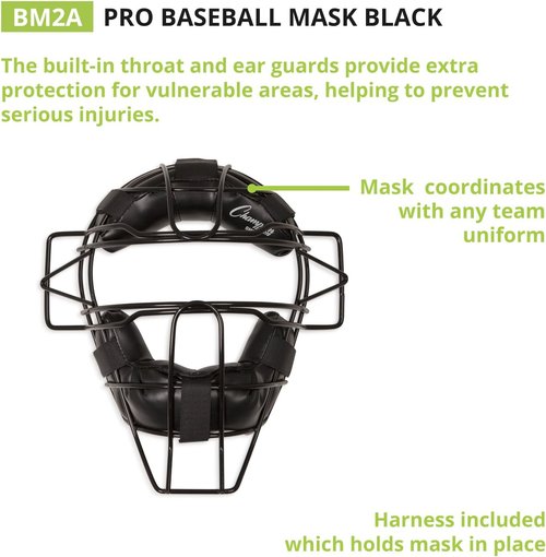 Champion Sports Umpire & Catcher’s Facemask - Pro Baseball Face Protection | Adjustable & Lightweight for All Sizes