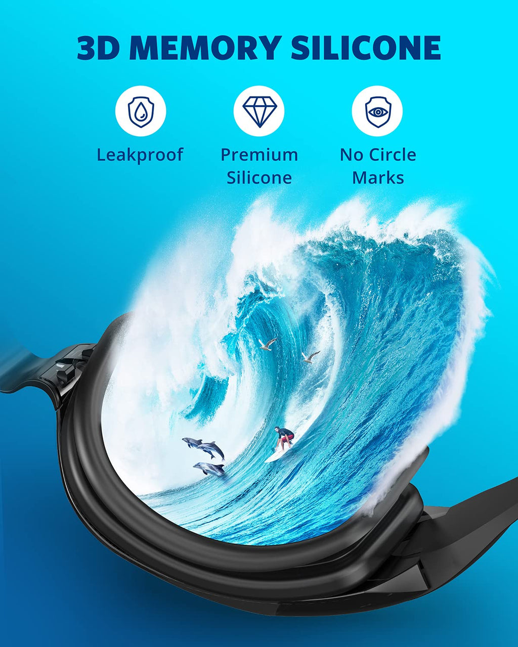 Aegend Swim Goggles, Swimming Goggles No Leaking Full Protection Adult Men Women Youth, Black-color Lens
