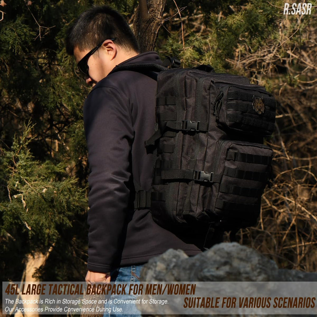 Skiennix 45L Tactical Backpack - Military Assault Pack with MOLLE | Large 3-Day Bug Out Bag for Hiking & Camping