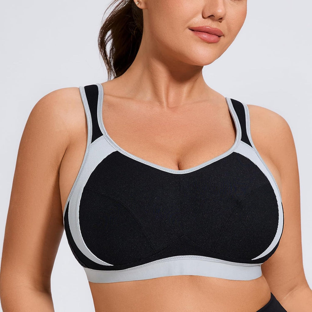 Skiennix Women's High Impact Support Sports Bra - Wirefree Bounce Control | Plus Size Comfort