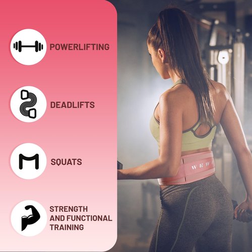 WKWE Lifting Belt Women (4 Inch Wide) Self-Locking Weightlifting Belt for Ladies Gym Cross Training, Bodybuilding, Deadlifts, Squats Power Lifting- Adjustable Olympic Lifting Lower Back Support
